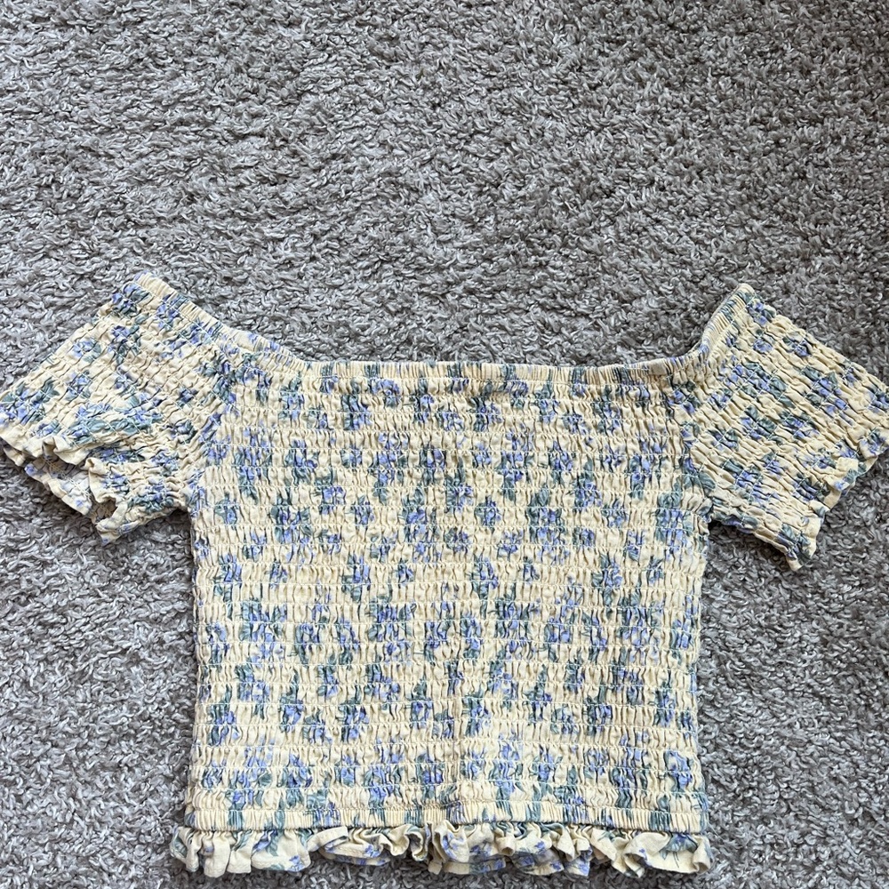 Smocked Floral Crop Top